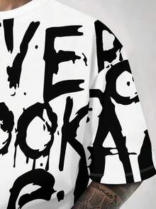 Manfinity Men's Letter Print Round Neck Casual Loose T-Shirt - Multicolor - View 3