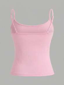 SHEIN EZwear Bộ 3 áo hai dây dáng ngắn cho nữ, áo tank top ôm sát gợi cảm cho mùa hè, màu hồng/vàng/tím. - Nhiều màu - Xem 7