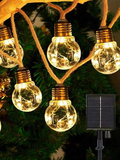 4m/10 LED Or 6m/16 LED Solar Powered Vintage Rope Colored Light String, Outdoor Garden Yard Decoration Light Fall Decor House Decor Outdoor Decor
