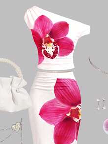 Bộ áo và chân váy ngắn in hoa cho bé gái tuổi teen, kiểu dáng bất đối xứng, thích hợp cho kỳ nghỉ ở Hawaii. - Nhiều màu - Xem 5