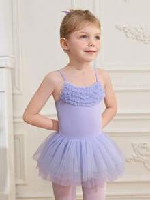 Đầm tutu màu tím mềm mại và co giãn dành cho bé gái, có phần lưới phía trước, chất liệu vải co giãn thân thiện với da, phù hợp cho yoga, khiêu vũ, thể dục dụng cụ, múa ba lê, tập luyện hàng ngày, tiệc tùng và các dịp thường ngày. - Màu tím - Xem 5