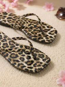 Set 750 Flat Crow's Foot Sandals Square Tip - leopardo - View 3