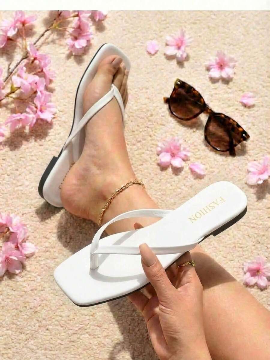 Set 750 Flat Crow's Foot Sandals Square Tip - blanco - View 1