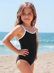 Emery Rose Kids Emery Rose Kids 女童条纹蝴蝶结花卉连体泳衣 - 杏色 - 查看 2