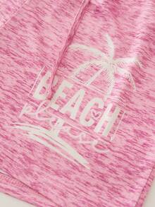 EMERY ROSE Women's Coconut Tree Print Tie Front Shorts - Pink - View 4