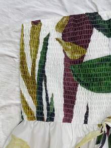 Airaco Women's Casual Tropical Print Bandeau Jumpsuit - Apricot - View 4