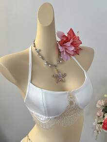 Bộ đồ 2 món thời trang gợi cảm dành cho nữ đi nghỉ mát: áo hai dây và chân váy ngắn. - trắng - Xem 4