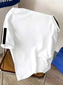 Manfinity Joysei 男士休闲字母印花圆领短袖T恤 - 白色 - 查看 2