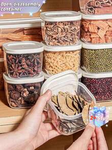 Six Stackable Spice Jars With Lids - Made Of PP Material, These Removable Containers Are Suitable For Storing Spices, Herbs, And Seasonings. They Are Multi-Functional Kitchen Storage Solutions, Perfect For Home Kitchens And Outdoor Camping. - Multicolor - View 5
