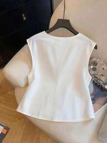 Airaco 女士夏季刺绣开衫背心 - 白色 - 查看 2