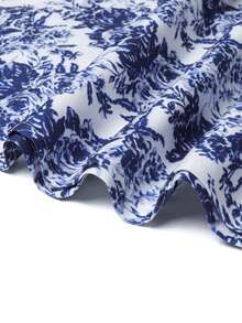 Qadelle Elegant Floral Print Backless Halter Dress, Summer - White - View 5