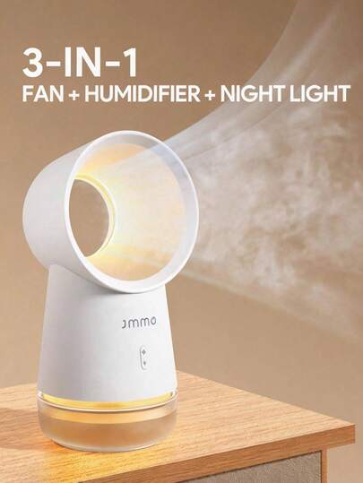 JMMO 加湿器 无叶风扇加湿器 加湿减干保暖夜灯 USB电源适用于客厅卧室