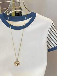 Resyla 热销新款，美式复古星光镶钻条纹袖女式短袖T恤，适合上学、购物、与闺蜜外出穿着，春夏百搭。 - 彩色 - 查看 3