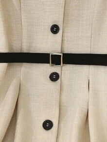 GlowEve Đầm midi nữ thanh lịch kiểu retro, cổ ve lật, thắt eo, cài cúc, màu mơ/đen, thích hợp mặc đi làm và dự tiệc, mùa xuân/hè. - Nhiều màu - Xem 7