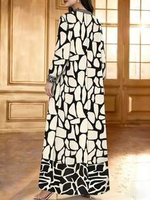 SHEIN Najma Đầm dài tay cổ bẻ cài cúc, họa tiết hoa retro thời trang dành cho nữ, thích hợp cho mùa xuân và mùa thu. - Nhiều màu - Xem 2