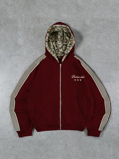 PAVTROS Ropa urbana para hombres, estilo retro, sudaderas con capucha tipo Ins, cárdigans de punto con capucha, sudaderas, tela de felpa con estampado de leopardo, calidad de lujo, logo de marca, personalidad, ropa urbana, diario, moda, al aire libre, vuelta al colegio, regalo de vacaciones, regalo para novio, regalo para esposo