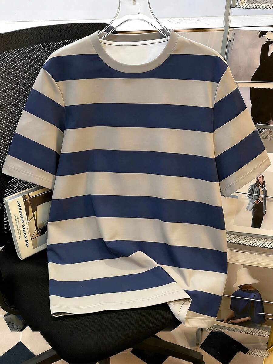 Manfinity Joysei 男士时尚夏季休闲运动服，男士上衣，腹部肌肉处饰有鸭子图案印花设计 - 彩色 - 查看 1