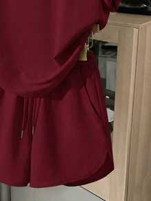 少女樱桃印花插肩短袖T恤和短裤休闲套装 - 彩色 - 查看 4