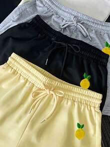 Resyla Women's Summer Casual Lemon Embroidery Shorts - Multicolor - View 4