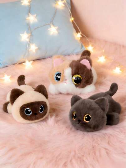 MINKOJA - BESTSELLERS 毛绒猫咪玩具 柔软填充动物小猫玩偶 毛绒动物装饰 创意礼物 儿童生日派对 家居女孩房间装饰 游戏收藏品