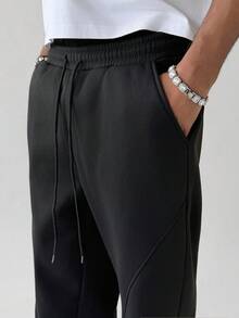 PAVTROS 男士休闲抽绳腰宽松运动裤 - 黑色 - 查看 5