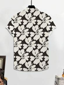 Manfinity RSRT 男士全印花单排扣休闲百搭日常短袖衬衫 - 彩色 - 查看 2