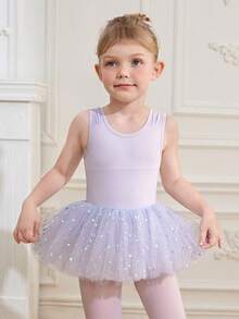 Young Girls' Ballet Leotard Dress,Light Purple High-Stretch Sequin Tutu Skirt,Summer Fairy Birthday Ballerina Dance Outfit For Kids Practice Clothes - Mauve Purple - View 6