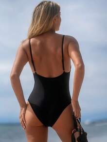 Swim SPRTY Women's Vacation Beach Surfing Jumpsuit Swimsuit - Black - View 2