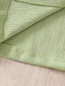 SHEIN 三件套：牛油果绿纹理编织背心外套、配套百褶裙和吊带背心，适合幼儿女童，休闲优雅通勤风格，春夏款 - 橄欖綠 - 查看 8