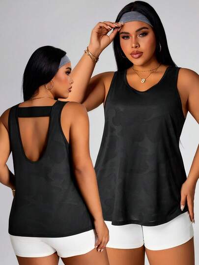 Rhythm Era Women's Solid Color Hollow Back Sports Tank Top