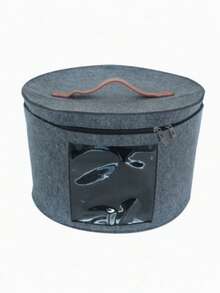 1个大容量圆形旅行帽子收纳盒 - 便携式毛毡收纳盒，带防尘罩和拉链，内部空间宽敞，适合存放帽子、玩具和衣物 - 非常适合旅行、衣橱整理和送礼 - 彩色 - 查看 10