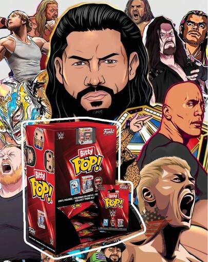  Funko Bitty Pop WWE Mini Vinyl Figure Blind Box Collectible Mystery Tiny Display Case Stacking Shelf Surprise Gift (One Random Piece)