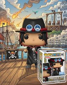 Funko POP! Animation Vinyl Figure, One Piece Portgas D. Ace No. 2130, Chibi Collectible With Black Hat Red Beads And Blue Emblems, Cloak Outfit, Window Box Display, Gift - 1PC - View 3