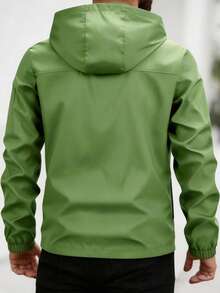 Manfinity Homme Men's Casual Zip-Up Hooded Jacket Green Jacket Men Men Summer Jacket - Olive Green - View 3