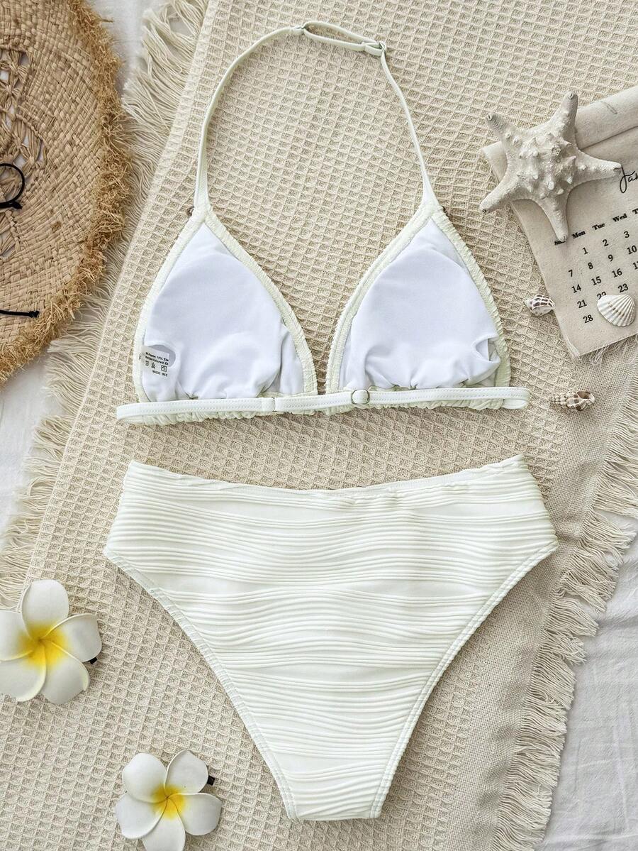 SHEIN Ensemble de bikini à bretelles spaghetti avec garniture de coquillages style bohème pour adolescentes, tenue d'été pour vacances, convient au style bohème ado. Maillot de bain ado, maillot de bain coquillage, maillot de bain conservateur, tenue de plage 2 pièces pour filles - Nude - Voir 1