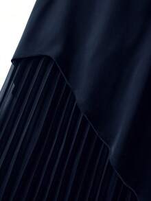 GlowEve CURVE Váy lưới xếp ly ghép mảnh bất đối xứng dành cho nữ cỡ lớn - Màu xanh lam - Xem 3