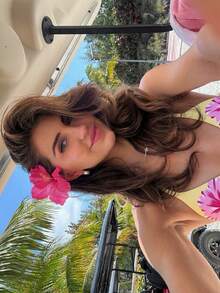 Swim Mod 女士夏季沙滩印花挂脖系带休闲比基尼和三角泳裤套装 - 彩色 - 查看 3