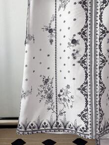 GlowEve Vestido largo de manga larga con estampado floral azul sobre base blanca y conjunto con capa para mujer - Multicolor - Ver 5