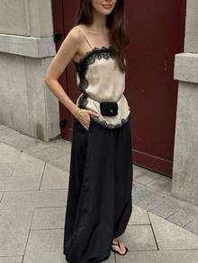 Siren Gaze 女士度假撞色蕾丝吊带背心 - 杏色 - 查看 11