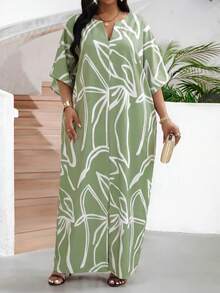 SHEIN Lady Vestido largo casual de fiesta con cuello en V para mujer, adecuado para el verano - Multicolor - Ver 4