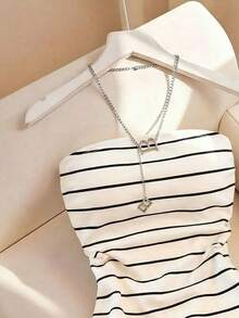 Resyla 女士新款条纹印花圆领修身抹胸连衣裙，春夏款 - 彩色 - 查看 3