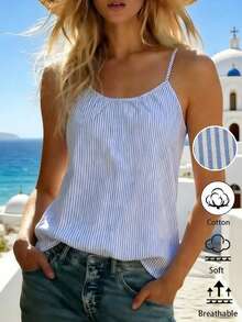 Balvessa Women's Sleeveless Striped Tank Top, Summer - Multicolor - View 1