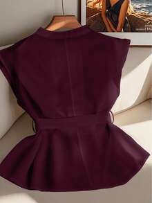 GlowEve CURVE 优雅的夏季度假衬衫，适合大码女士 - 中紫紅色 - 查看 2