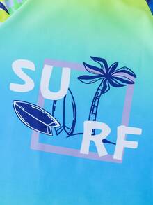 SHEIN Tween Boy Coconut Tree Print Beach Swimsuit Set - Multicolor - View 4