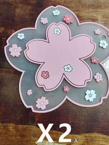 1/2/4个装樱花硅胶杯垫 PVC餐桌垫 隔热垫 碗垫 - 彩色 - 查看 11