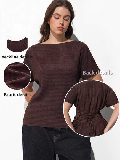 Maija Áo kiểu nữ cỡ lớn hở lưng thắt nơ, trang phục công sở thanh lịch, áo kiểu công sở thường ngày.