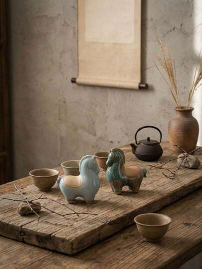 Cirelle 1pc Horse-Shaped Ceramic Tea Pet – Traditional Tea Ornament, Zen Home Decor Accent For Living Room & Entryway, Handcrafted Figurine For Tea Lovers