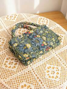 Cirelle Small Floral Print Fabric Storage Bag – Quilted Basket For Scarves, Cosmetics & Travel Toiletries, Compact Organizer For Short Trips & Daily Use, Charming Gift Idea - Multicolor - View 7