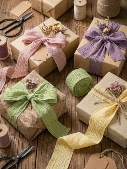 Cirelle 1 Roll Pleated Ribbon – Multi-Purpose Decorative Ribbon For Gift Wrapping, Bouquets, Bow Decor & Cake Wrapping, Ideal For Weddings, Valentine's Day, Anniversary & DIY Projects