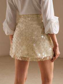MOTF PREMIUM WOMEN'S FASHIONABLE SEQUIN MINI SKIRT - Apricot - View 3
